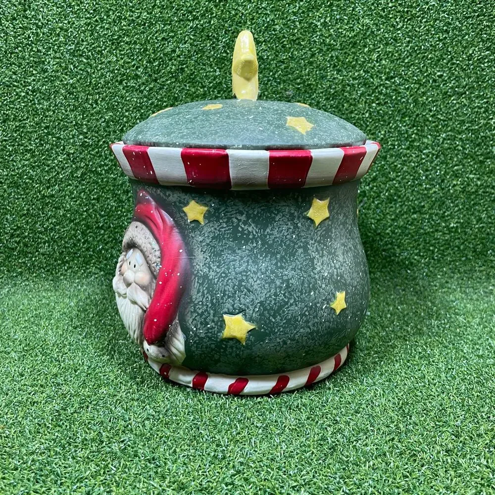 Vintage Christmas Santa Believe Ceramic Cookie Jar Canister